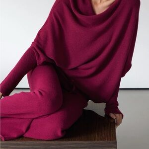 Chic Women's Cowl Neck Sweater in Rich Burgundy